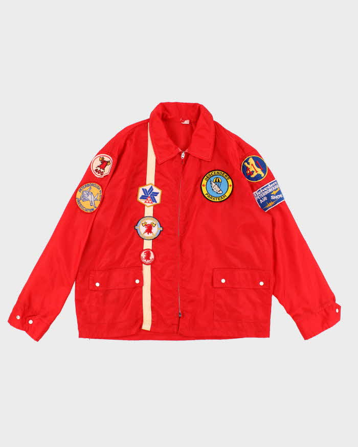 Mens Red Patches Windbreaker Jacket - L