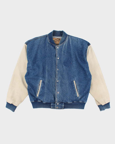 Vintage 90s Denim Oversized Bomber Jacket - L