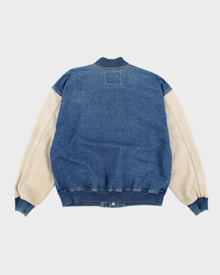 Vintage 90s Denim Oversized Bomber Jacket - L