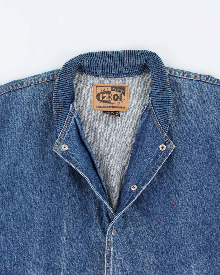 Vintage 90s Denim Oversized Bomber Jacket - L