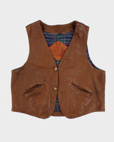 Vintage Willis &amp; Geiger Brown Leather Hunting Vest - L