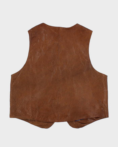 Vintage Willis & Geiger Brown Leather Hunting Vest - L