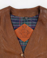 Vintage Willis &amp; Geiger Brown Leather Hunting Vest - L