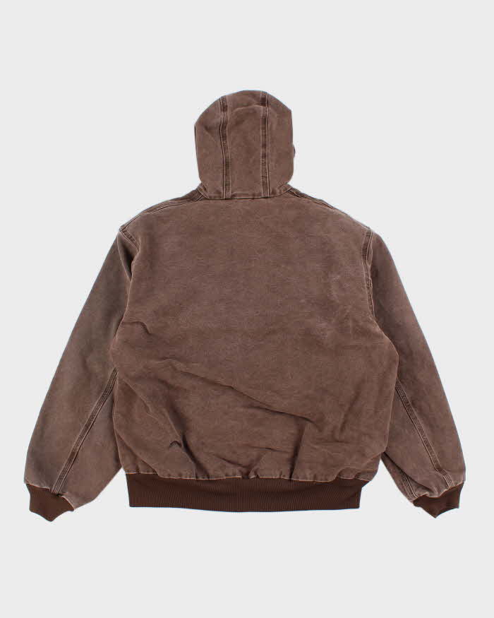 Vintage 00s Carhartt Brown Hooded Workwear Jacket - L