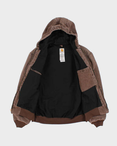 Vintage 00s Carhartt Brown Hooded Workwear Jacket - L