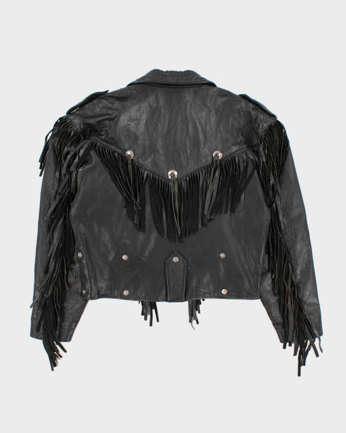 Vintage 80s Fringe Thick Leather Jacket - M – Rokit