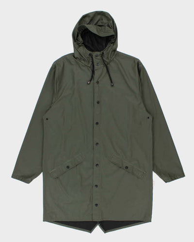 Men's Green Rains Waterproof Long Line Hooded Jacket - M