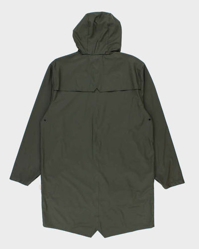Men's Green Rains Waterproof Long Line Hooded Jacket - M