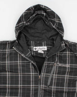 Men's Vintage Black Checked Columbia Zip Up Hooded Jacket - M
