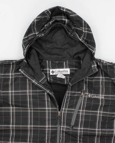 Men's Vintage Black Checked Columbia Zip Up Hooded Jacket - M