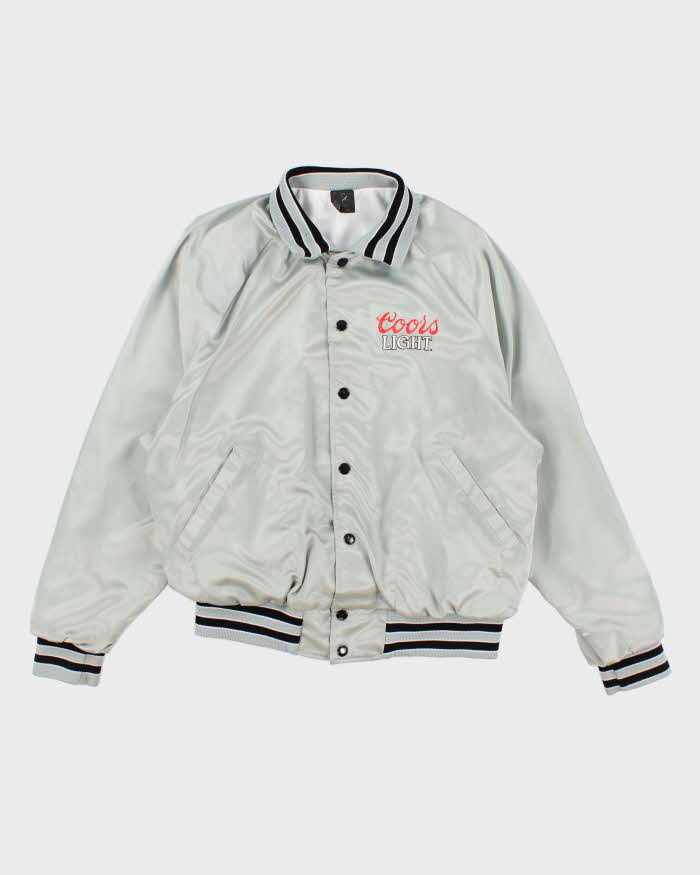 90s Vintage Grey Satin Cools Light Varsity Jacket - S