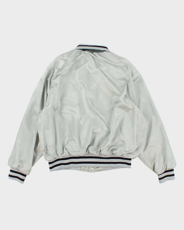 90s Vintage Grey Satin Cools Light Varsity Jacket - S