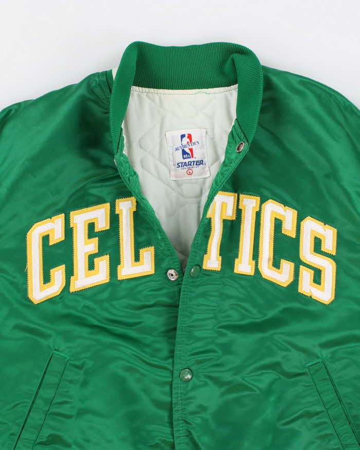 Vintage Men's Green Boston Celtics X NBA Satin Varsity Jacket - L