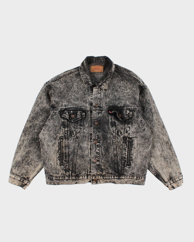 Vintage Men's Black acid wash Levi's Denim Jacket - L