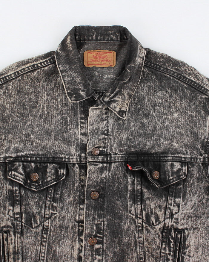 Vintage Men's Black acid wash Levi's Denim Jacket - L