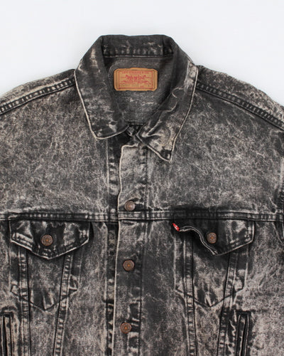 Vintage Men's Black acid wash Levi's Denim Jacket - L