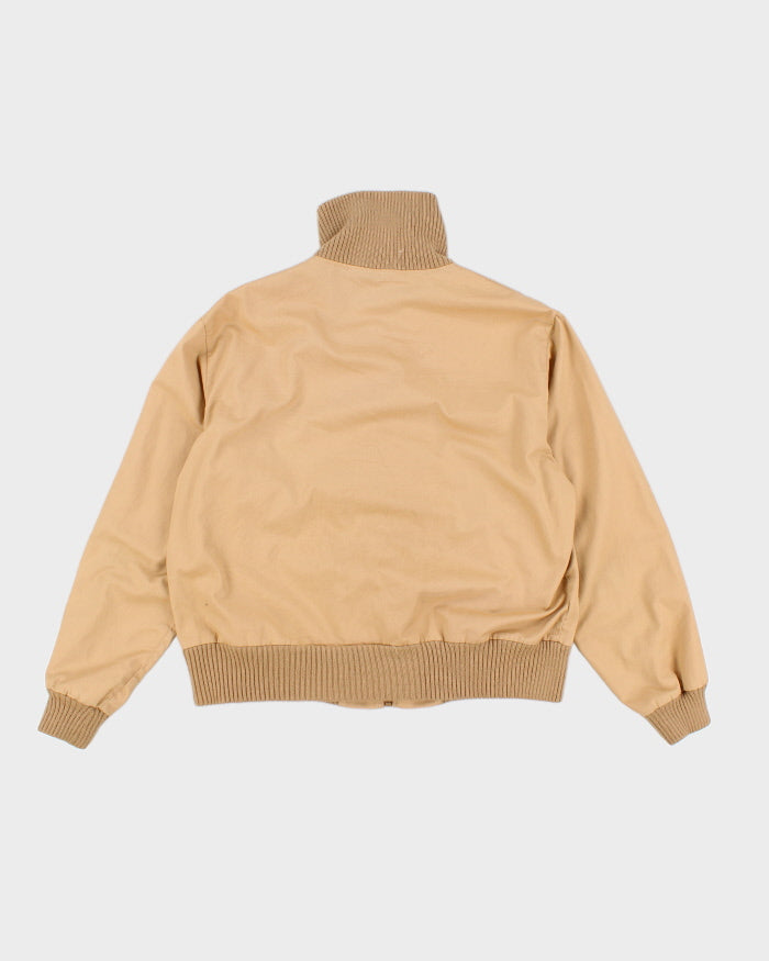 80s Vintage Men's Cream Adidas Funnel Neck Harrington jacket - XL: