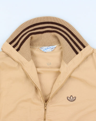 80s Vintage Men's Cream Adidas Funnel Neck Harrington jacket - XL: