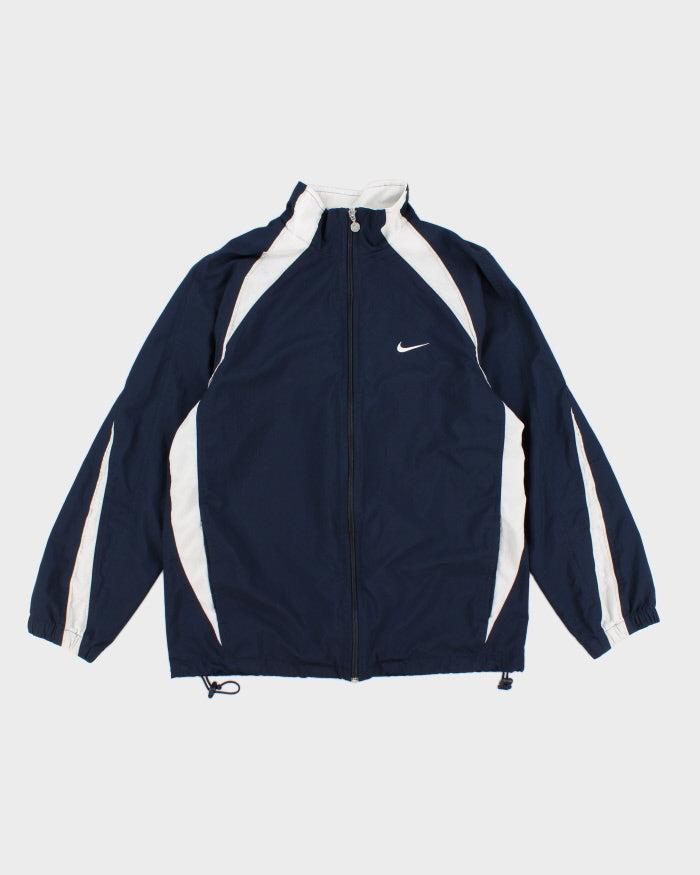 90s Vintage Men's Navy Nike Zip Up Track Jacket - L