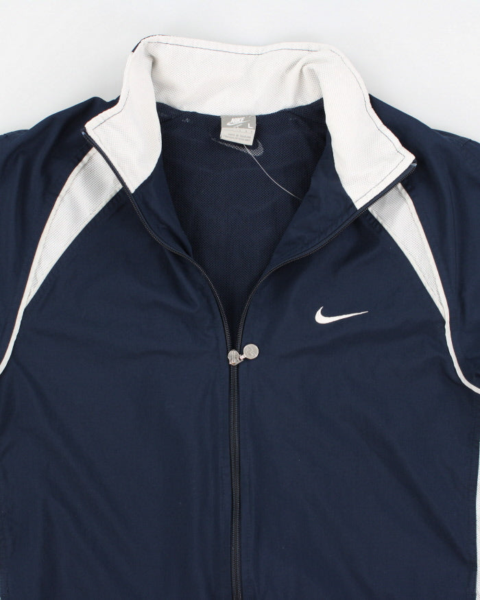 90s Vintage Men's Navy Nike Zip Up Track Jacket - L