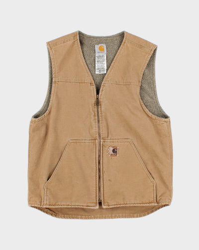 Vintage Men's Tan Carhartt Zip Up Vest - M