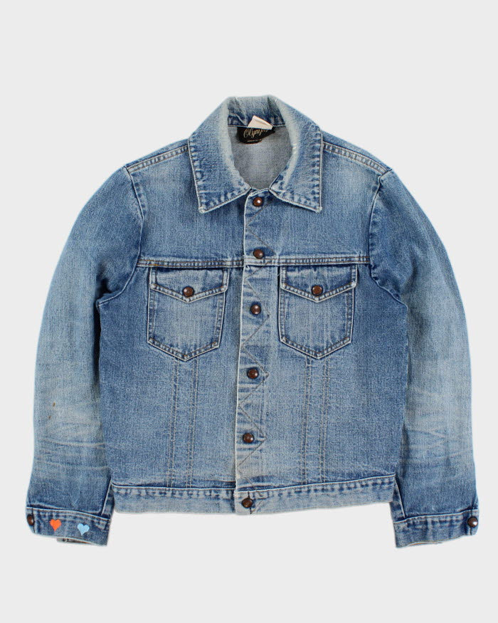 Vintage Men's Blue Light Wash Denim Jacket - M