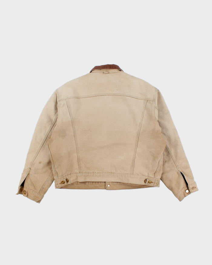 Vintage Carhartt Fleece Lined Faded Beige Workwear Jacket - XXXL