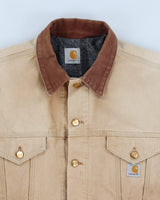 Vintage Carhartt Fleece Lined Faded Beige Workwear Jacket - XXXL