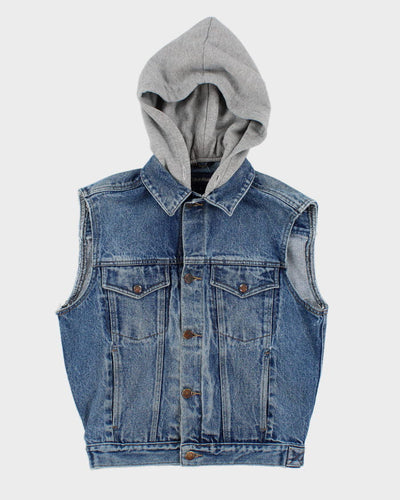 Calvin Klein 1990s Sleeveless Hoodie Denim Jean Jacket - S