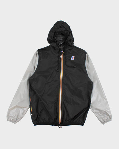 K-way Black and Grey Windbreaker Jacket - M