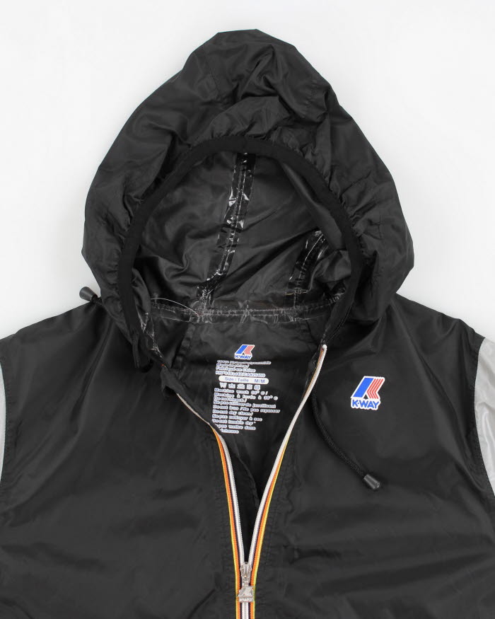 K-way Black and Grey Windbreaker Jacket - M
