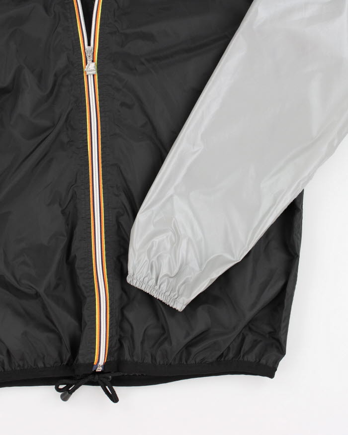 K-way Black and Grey Windbreaker Jacket - M