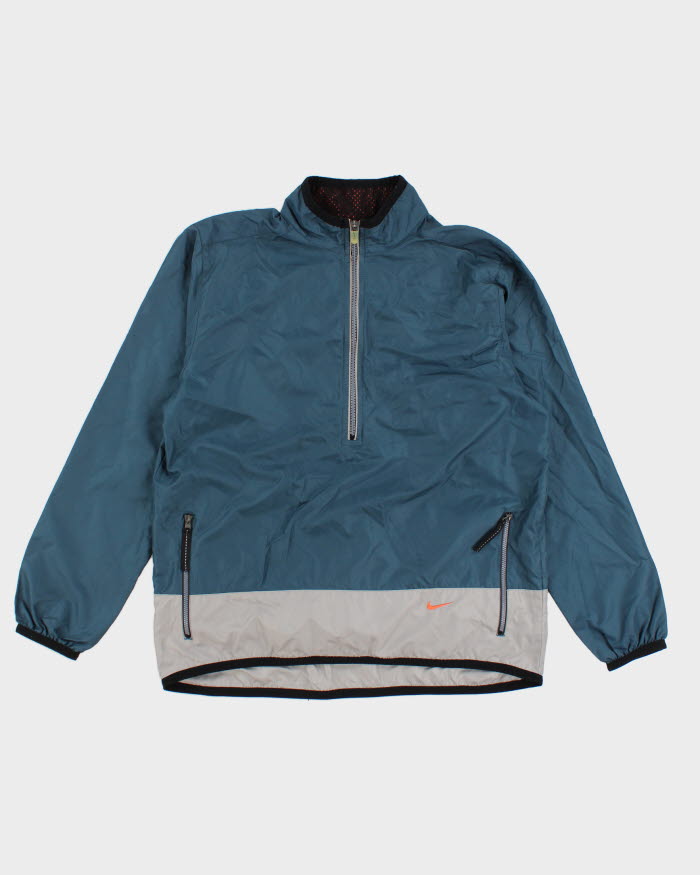 00s Mens Nike Blue And Grey Quarter Zip Windbreaker Jacket - M