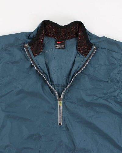 00s Mens Nike Blue And Grey Quarter Zip Windbreaker Jacket - M
