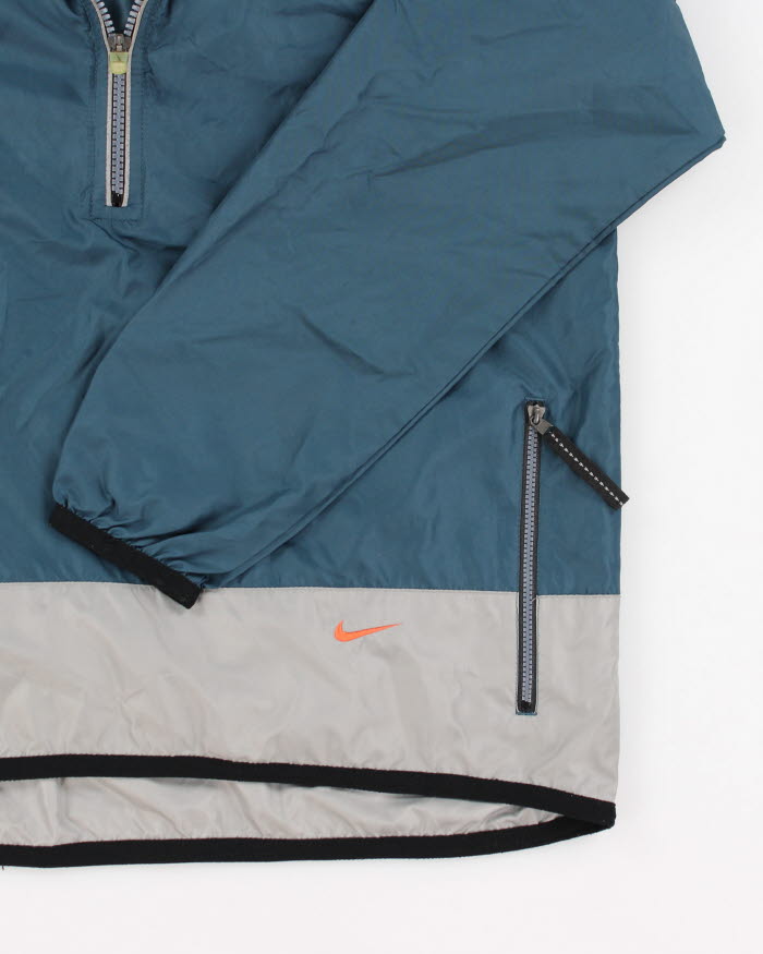 00s Mens Nike Blue And Grey Quarter Zip Windbreaker Jacket - M