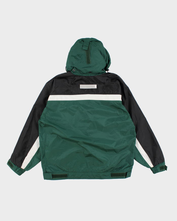90s Ludeman Green Hooded Windbreaker Jacket - M