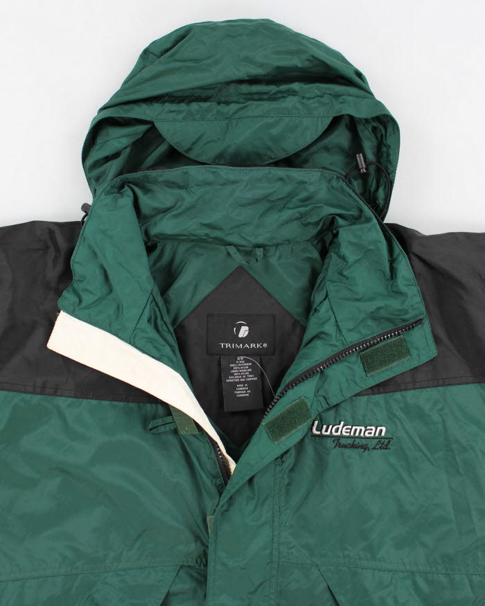 90s Ludeman Green Hooded Windbreaker Jacket - M