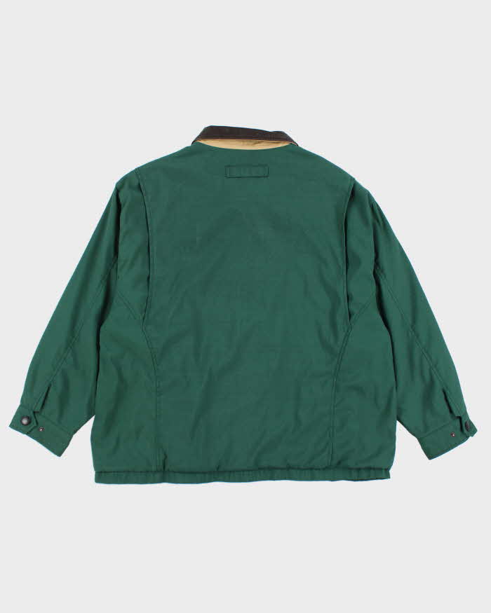 Vintage Eddie Bauer Green Zip Up Leather Collar Jacket - L