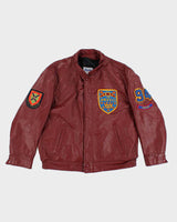 Vintage 90s Varsity Queen's University Leather Jacket - L