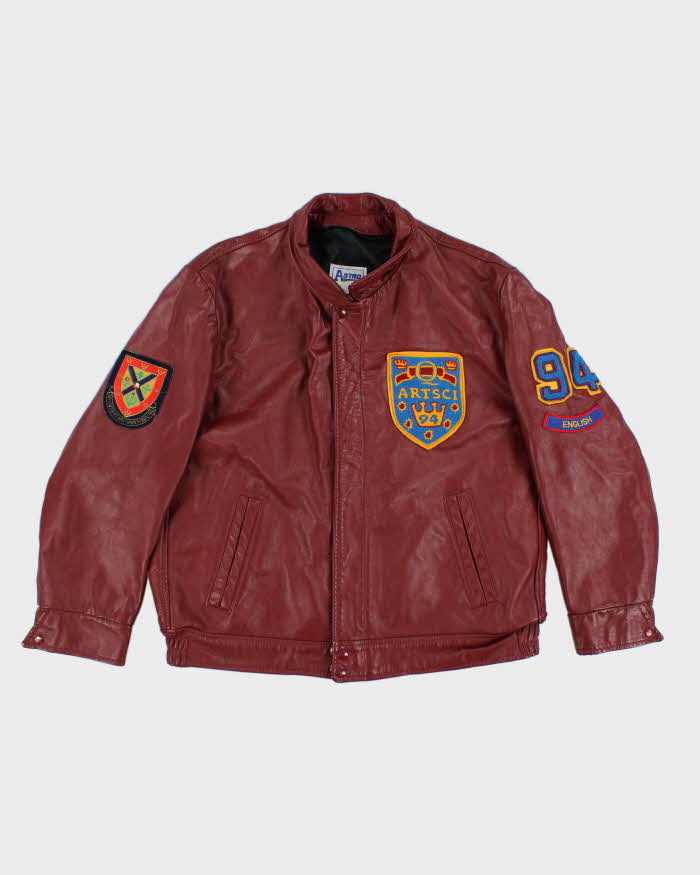 Vintage 90s Varsity Queen's University Leather Jacket - L