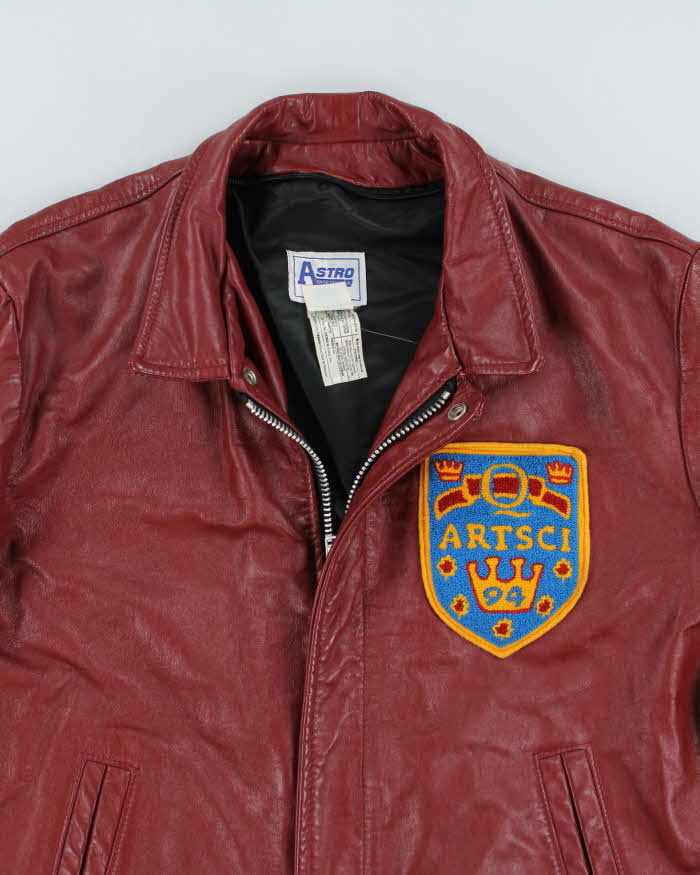 Vintage 90s Varsity Queen's University Leather Jacket - L