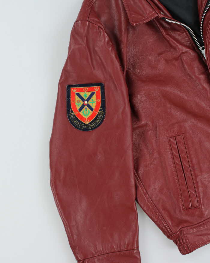 Vintage 90s Varsity Queen's University Leather Jacket - L