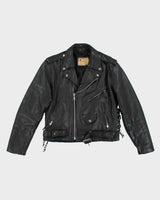 Vintage Leather Men Black Biker Jacket - L