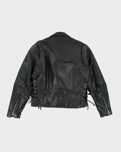 Vintage Leather Men Black Biker Jacket - L