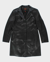 Danier Black Long Leather Jacket - L