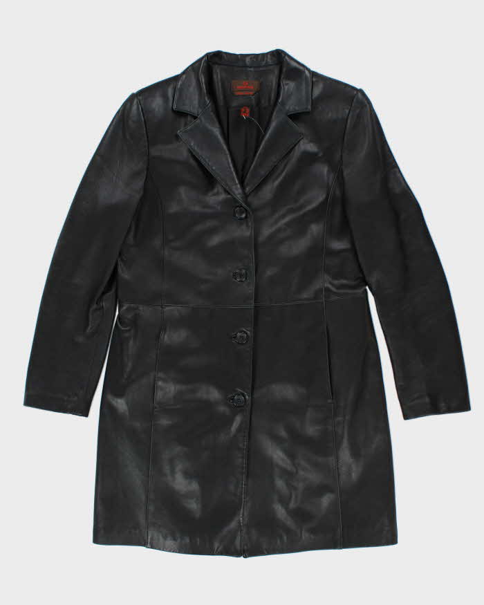 Danier Black Long Leather Jacket - L