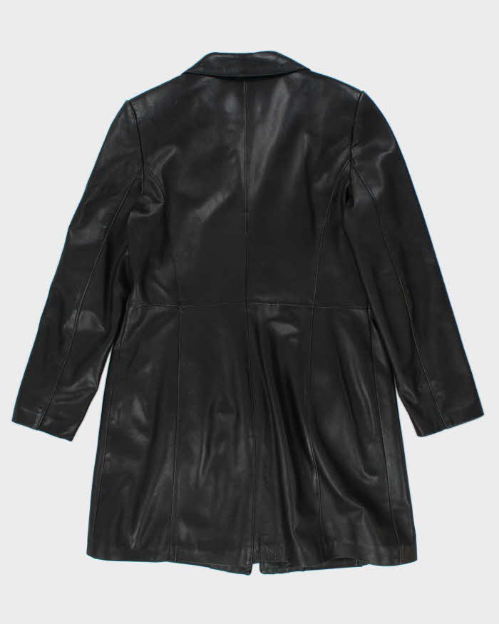 Danier Black Long Leather Jacket - L