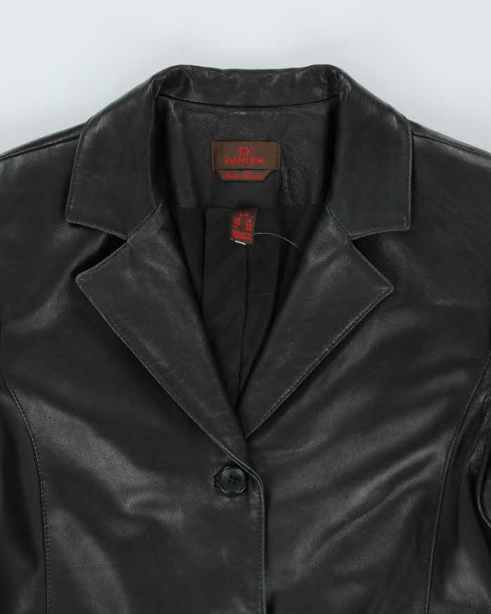 Danier Black Long Leather Jacket - L