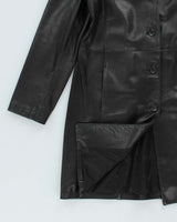 Danier Black Long Leather Jacket - L