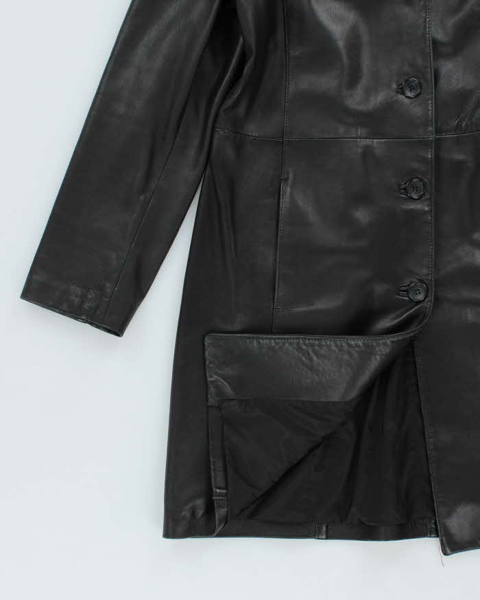 Danier Black Long Leather Jacket - L